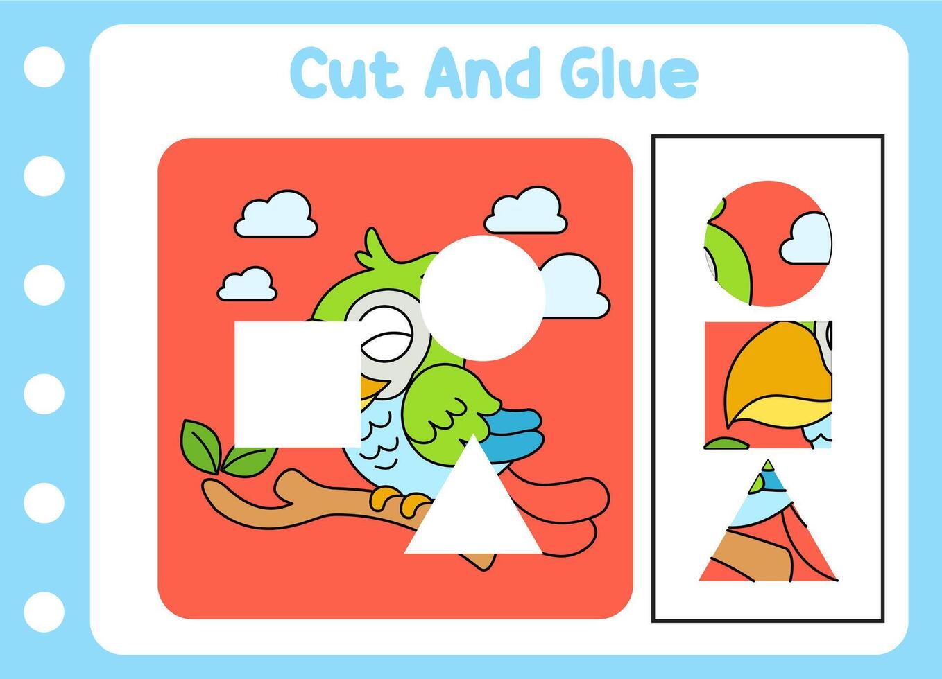 cut and glue for kids. cute bird. puzzle game . vector