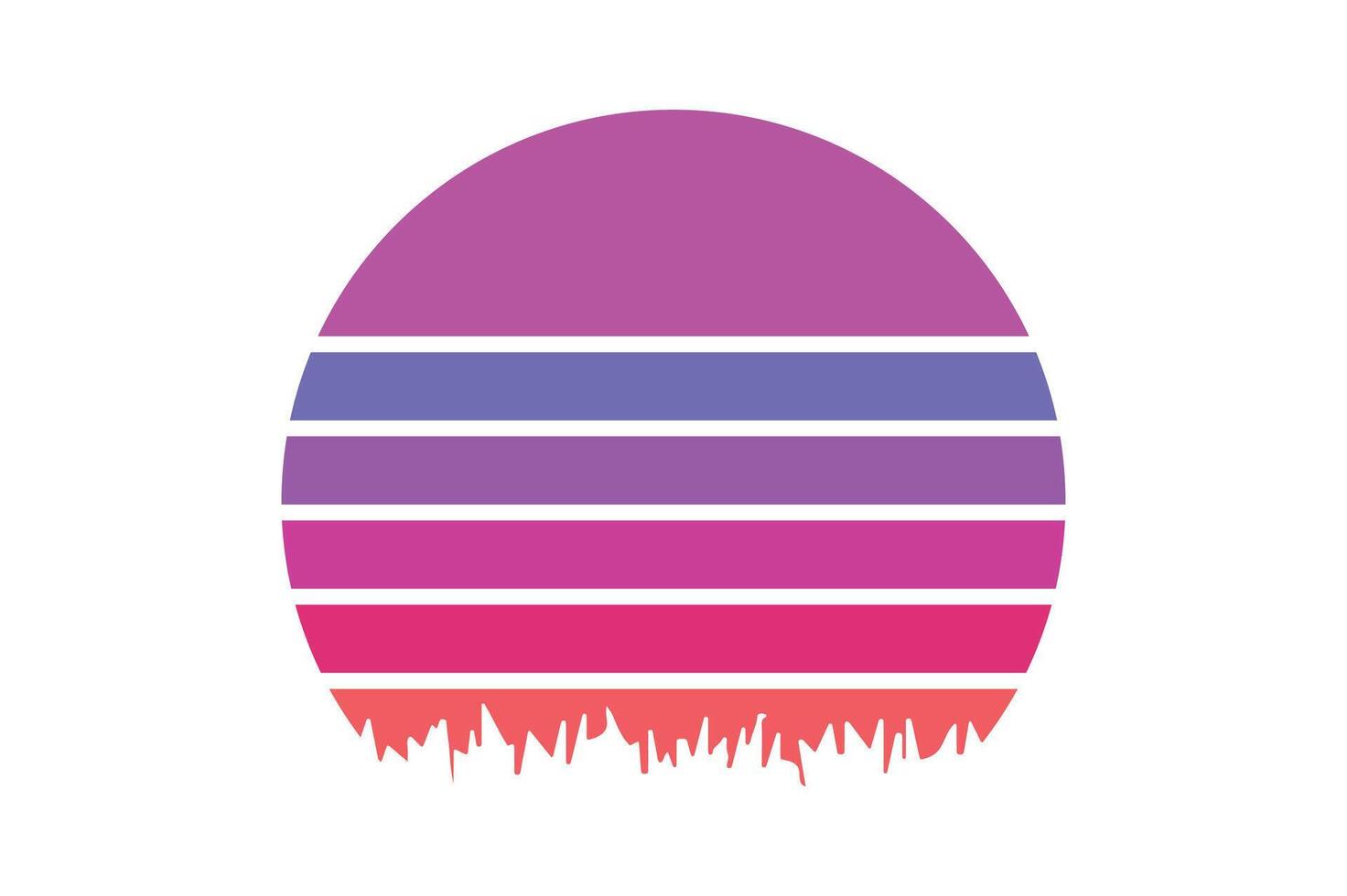 Retro Sunset with Gradient Stripes and Abstract Silhouette. vector