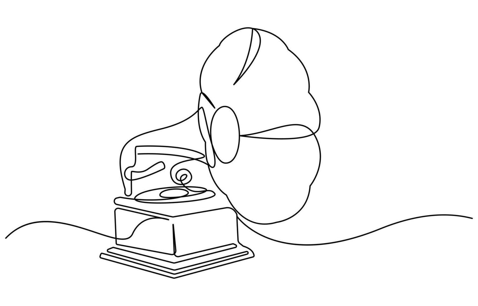 Continuous line art of Gramophone vector