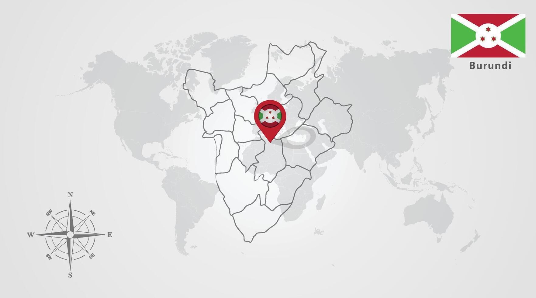Burundi flag icon design with map outline, Template with the national flag and map vector