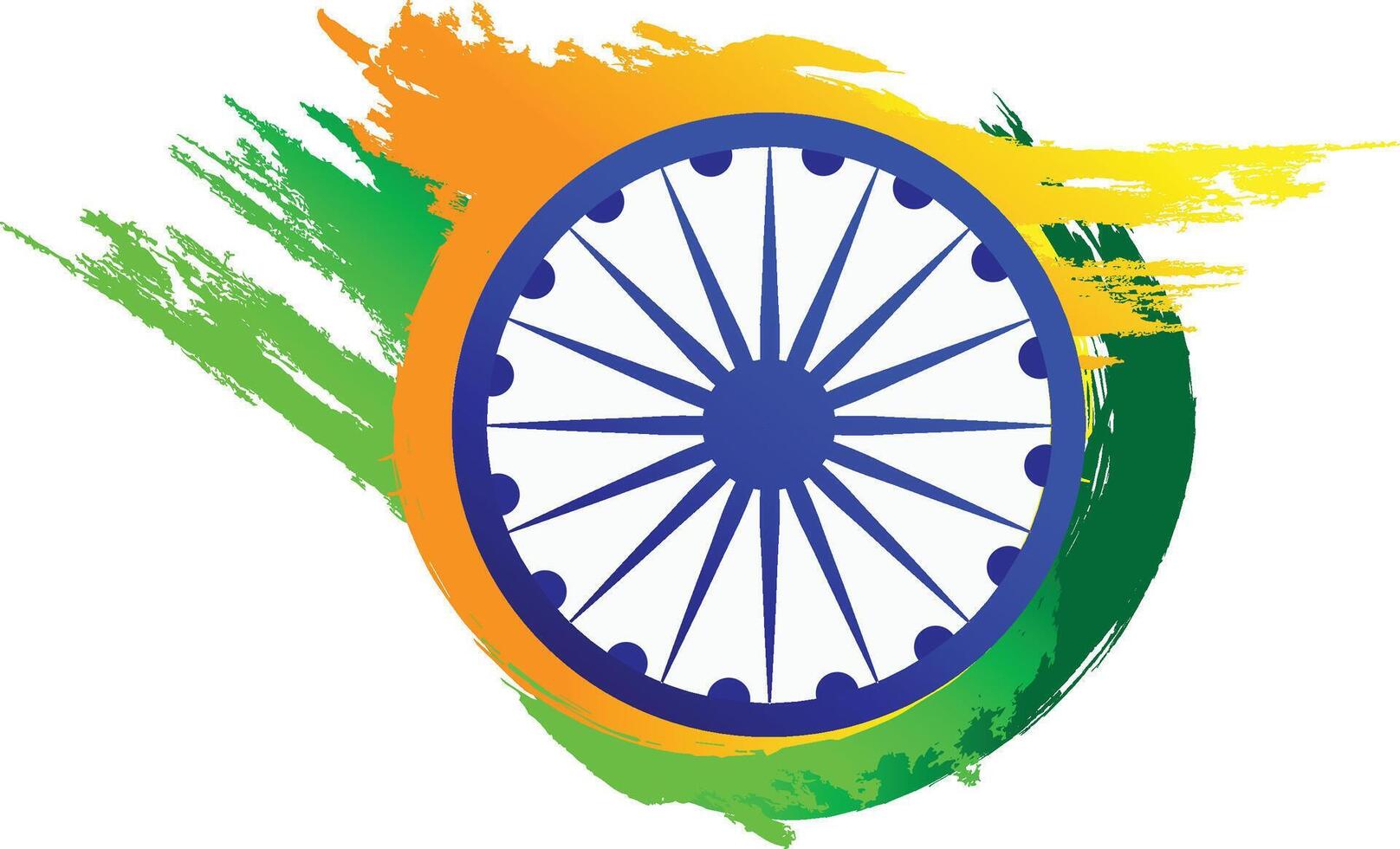 indian flag ashoka chakar wheel and brush strokes for republic day vector