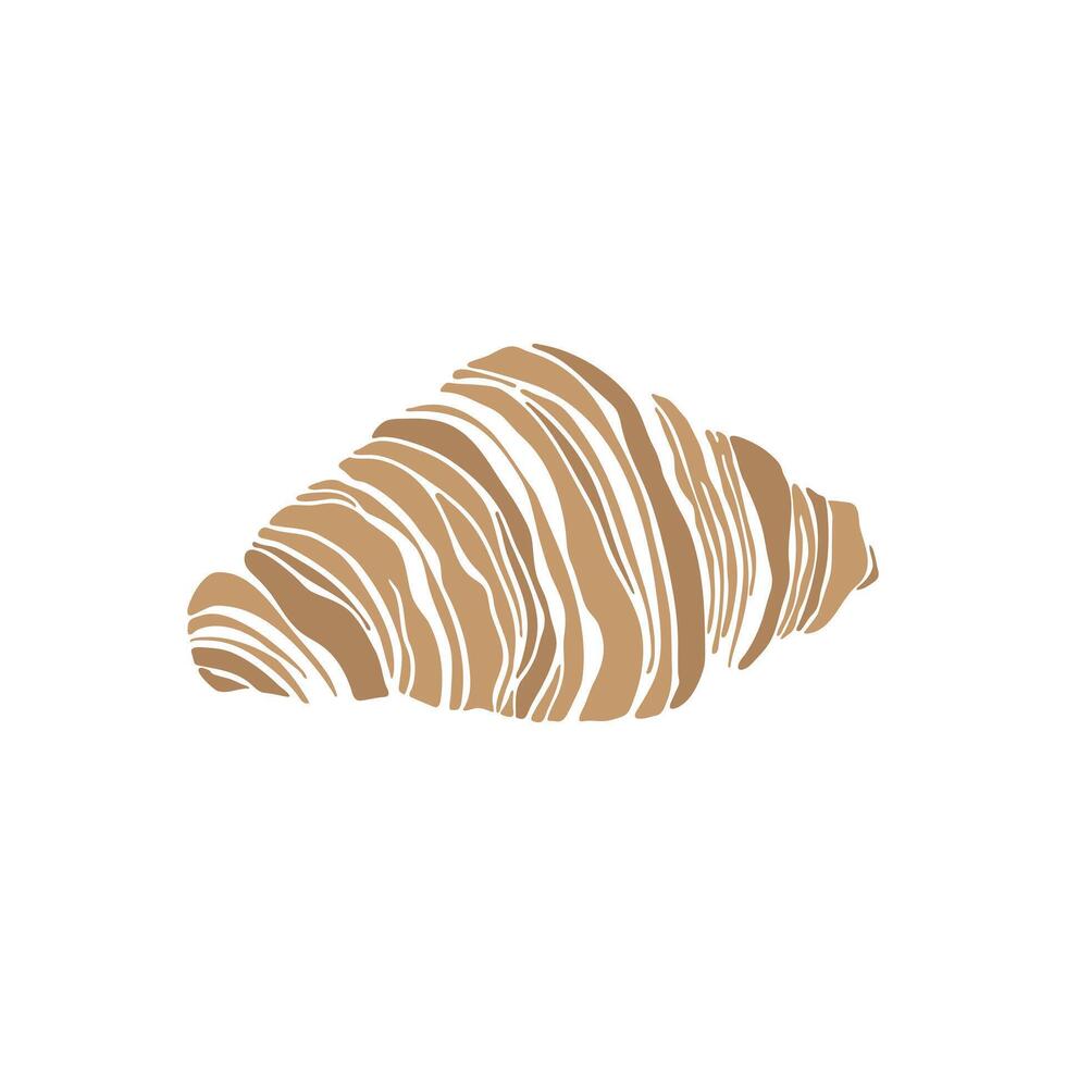 Hand drawn croissant in brown colors. Simple bakery design for poster, card, menu vector