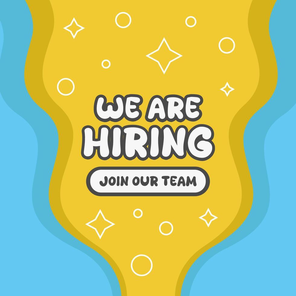 we are hiring poster with paper cut background in comic style design vector