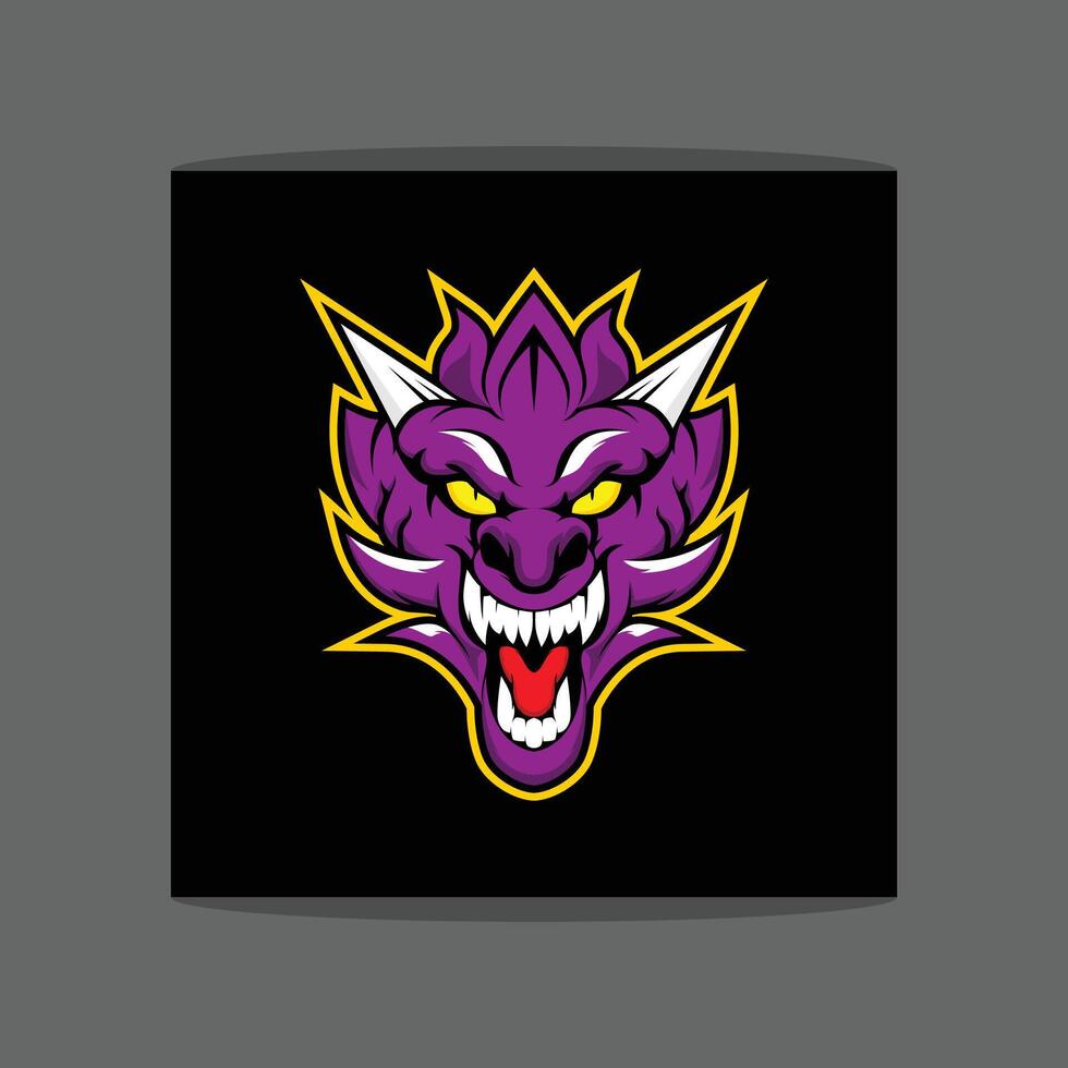 Abstract dragon head logo or icon with sharp angle features and black and white background vector