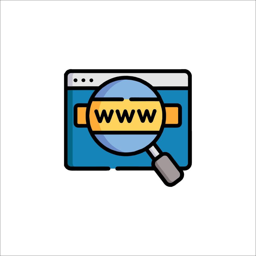 Website icon with magnifying glass illustration vector