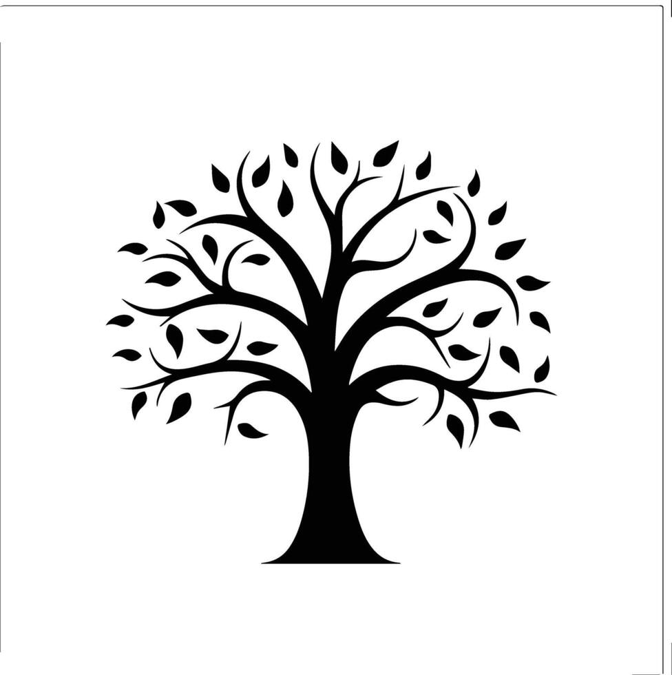 Silhouette Tree Black And White Image vector