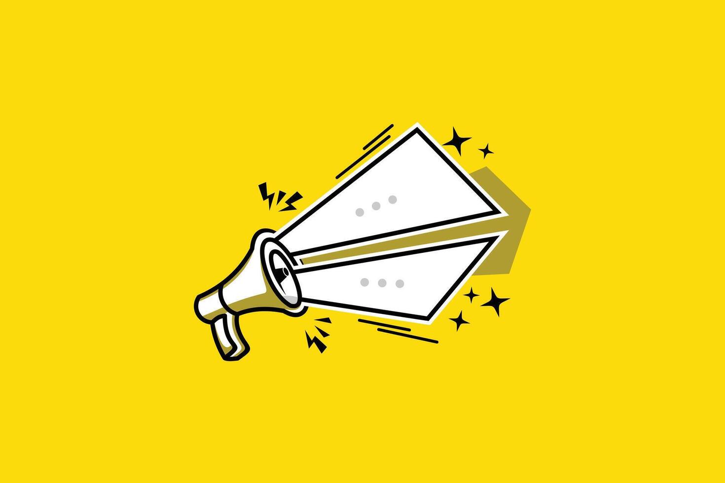design illustration of empty speech bubble coming out of a megaphone on yellow background vector
