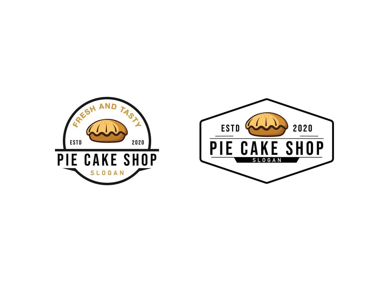 Pie cake bakery shop logo design vector