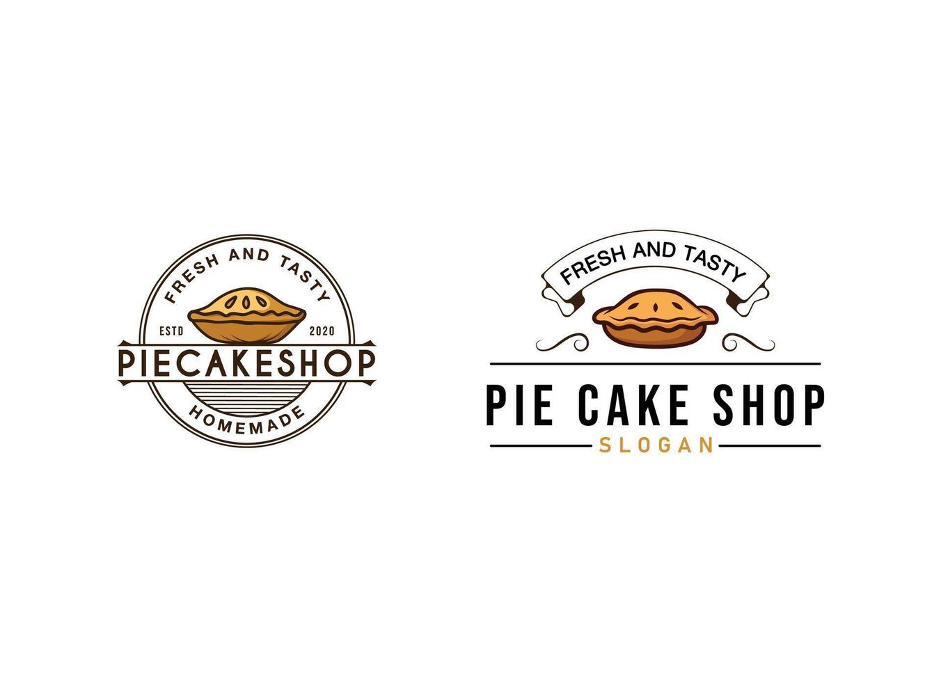 Pie cake bakery logo design. Bakery shop logo design template. vector
