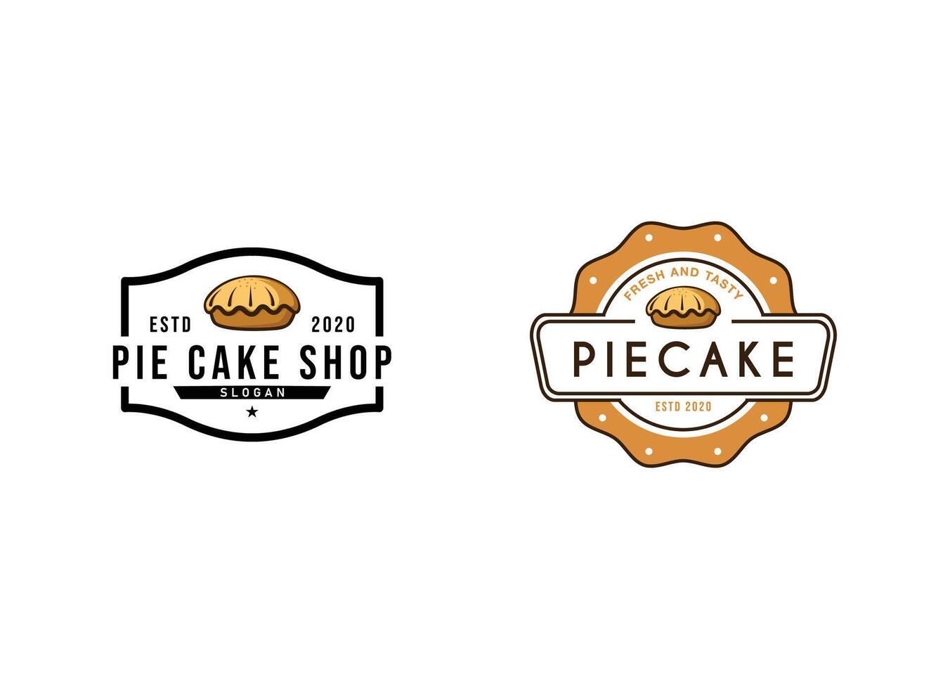 Bakery shop and pie cake logo design template vector