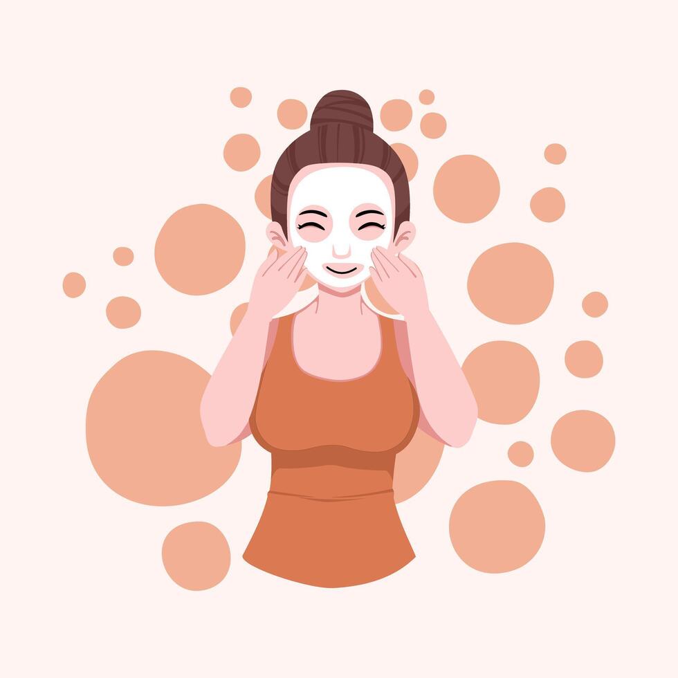 Woman applying sheetmask vector