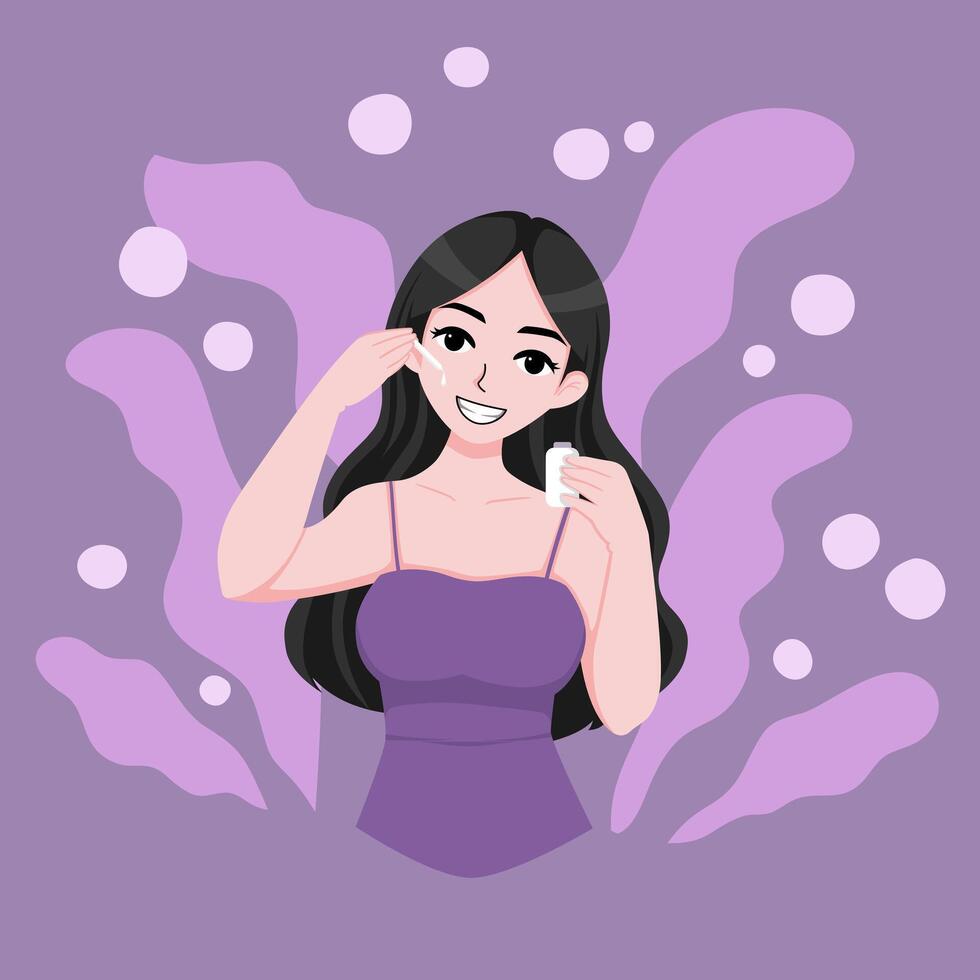 Woman applying serum vector