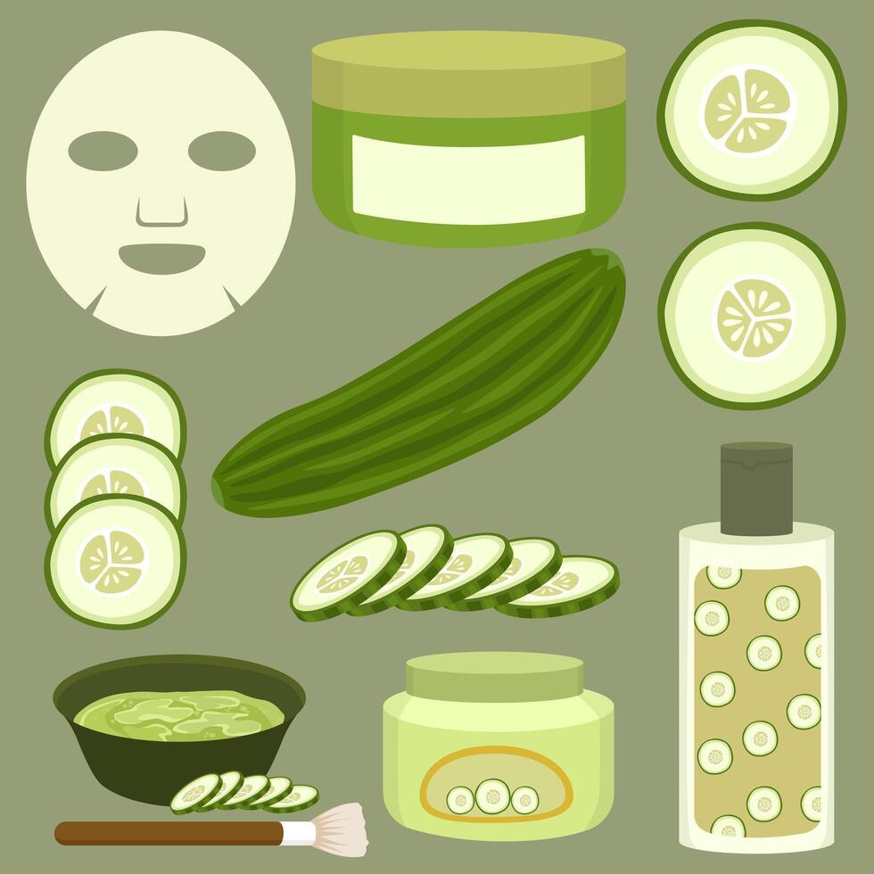 Cucumber skincare product vector