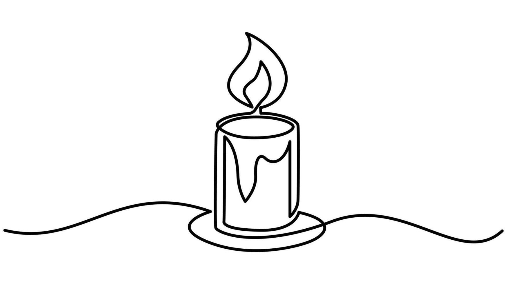 Candlelight Continuous One Line Drawing Minimalist Art for Christmas and Warmth Themes vector