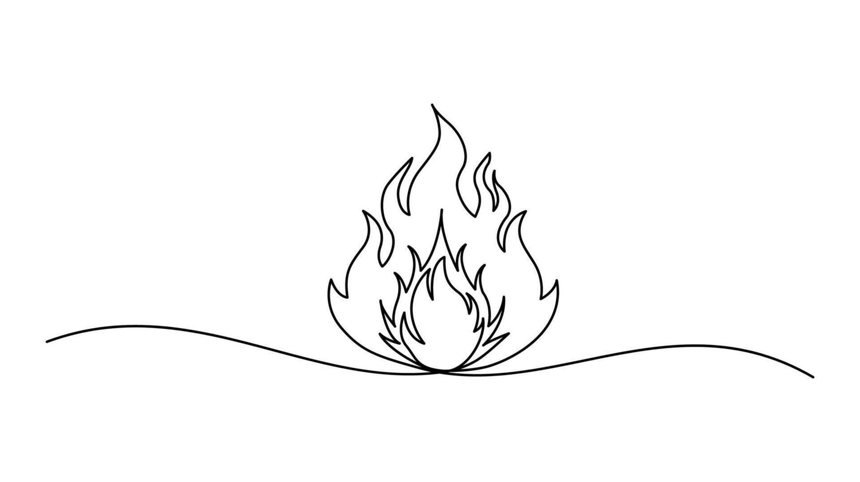 fire continuous one line drawing Illustration Simple and Stylish Continuous Line Art of a Flame vector