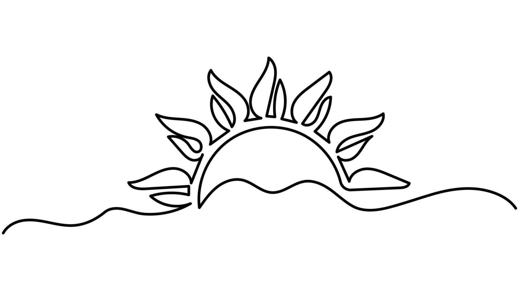 Minimalist Sun Icon Continuous One Line Drawing for Modern and Stylish Designs vector