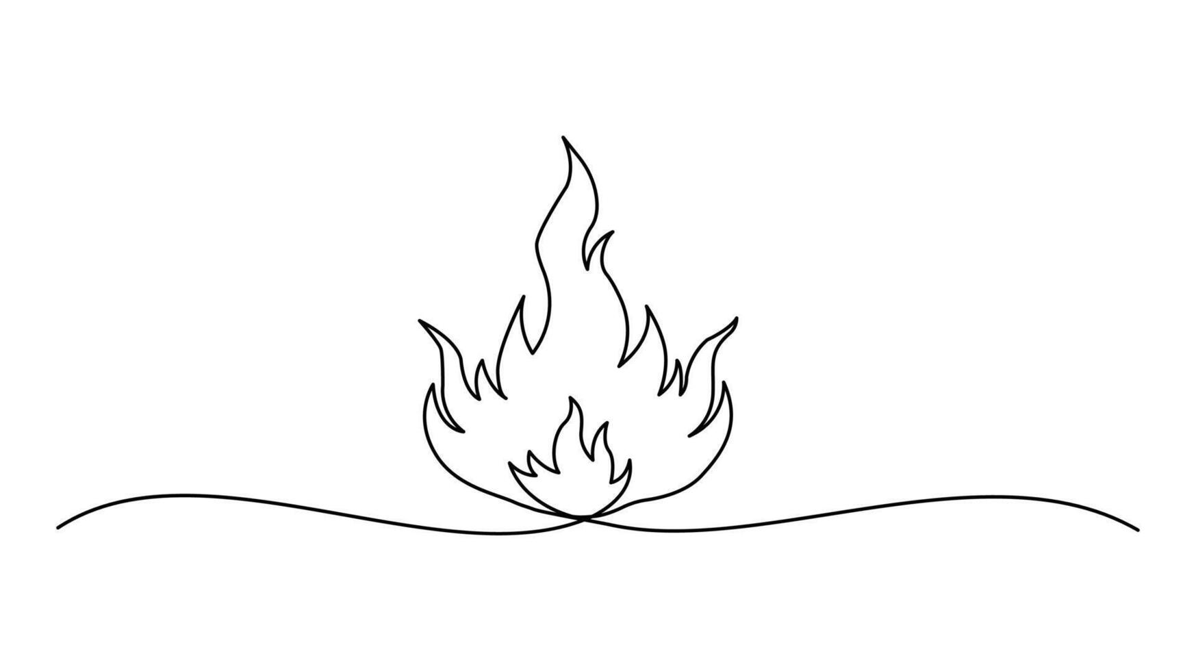 fire continuous one line drawing Minimal Line Art Flame with Editable Stroke for Versatile Use vector