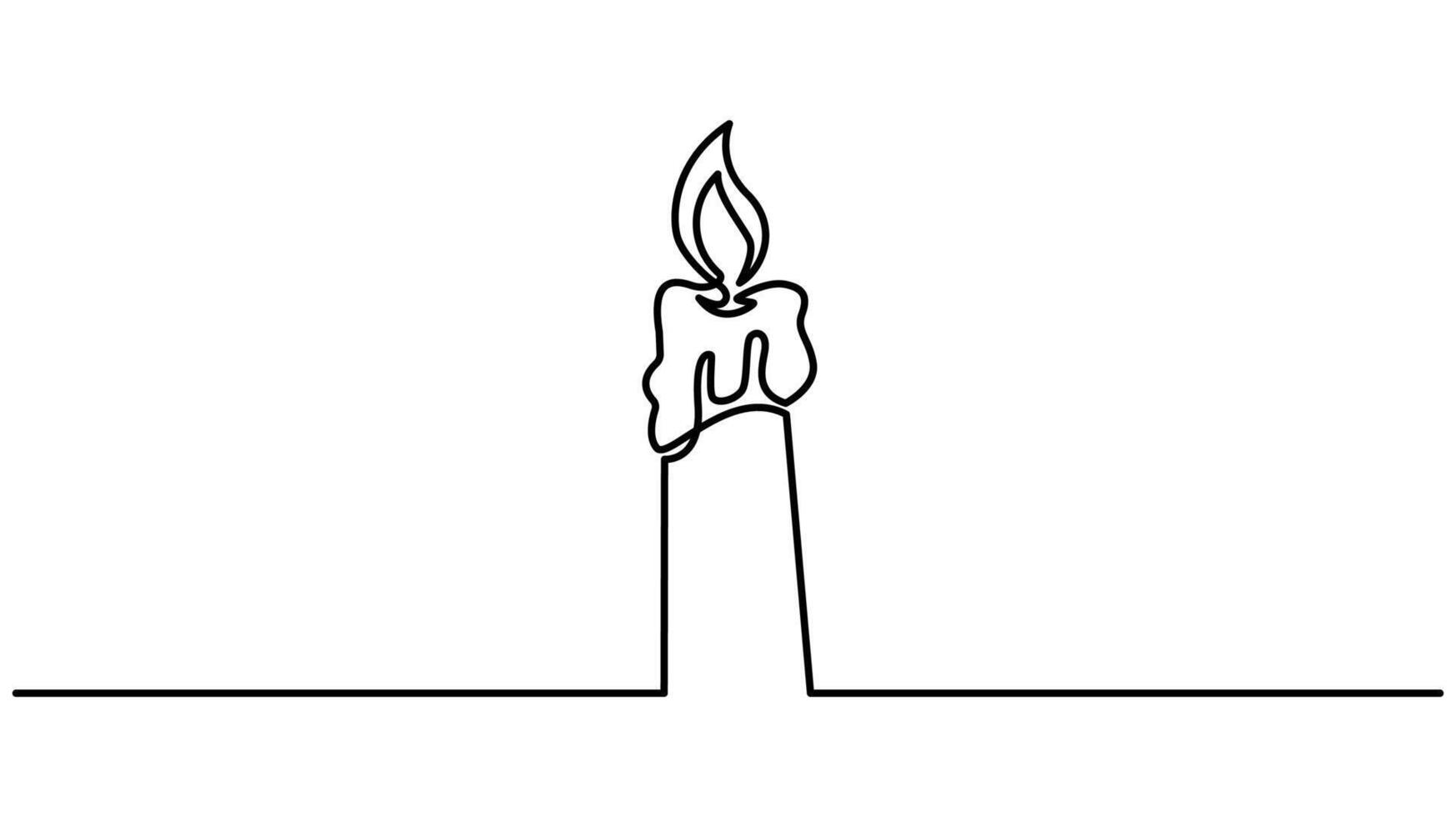 Christmas Candle Line Art Elegant Continuous One-Line Drawing for Festive Themes vector