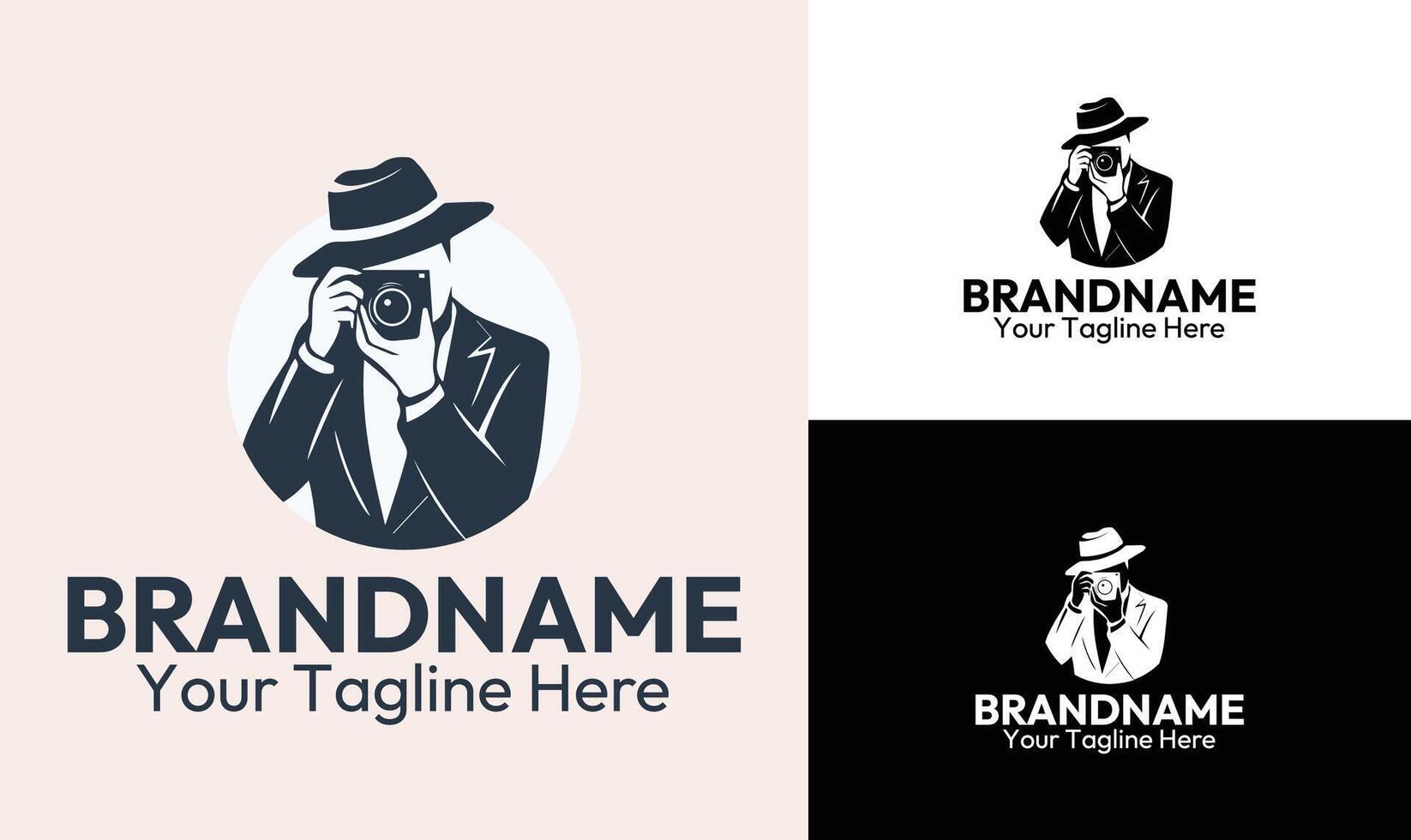 Elegant Photographer with Hat Logo for Creative Studios and Personal Branding vector