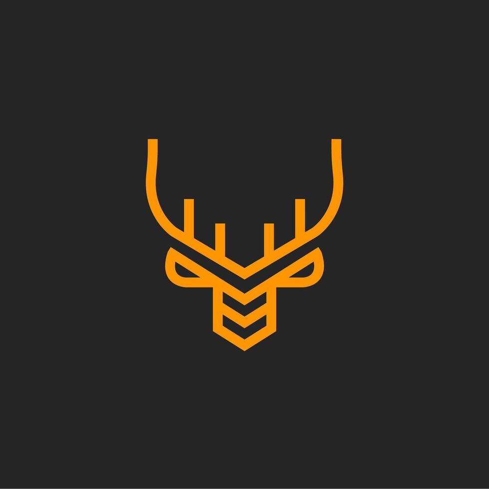 A deer head logo with orange and black colors vector