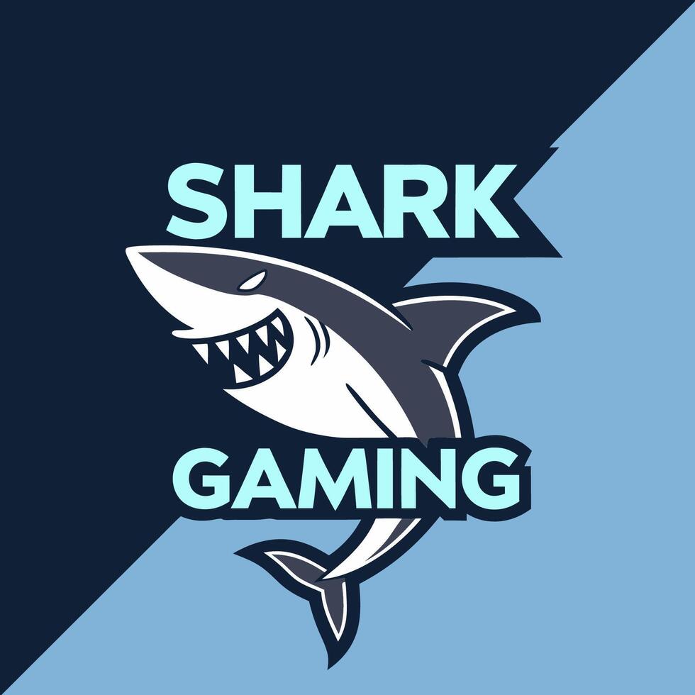 Shark gaming e-sports logo with a angry shark on it vector