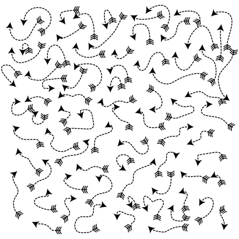 Dotted line arrows sing. Doodle arrows, , icon. Hand drawn thin line arrows set design. Arrows , curvy and wavy black arrows isolated on white background. illustration. vector