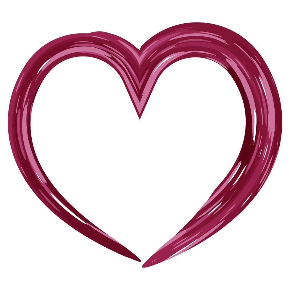 Bold heart shape frame border drawn with thick, dynamic brushstrokes. Energic romantic and artistic expression. Symbol of passion, love, and strength. Statement element for creative projects. vector