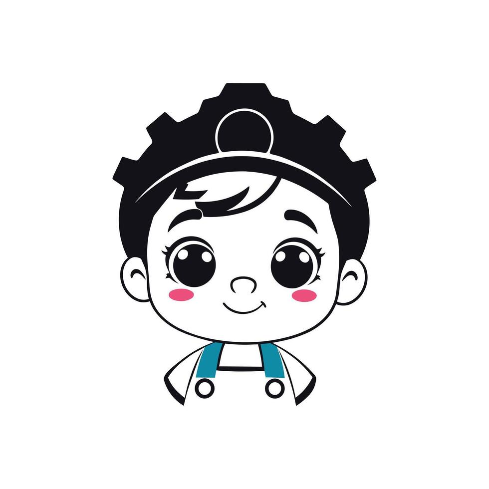 Friendly Cartoon Mechanic Boy in Safety Gear - Ideal for Fun and Professional Designs vector