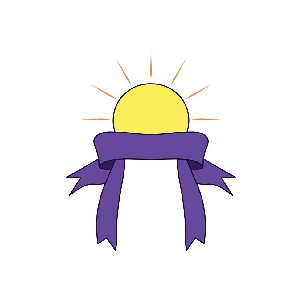 Purple Awareness Ribbon with Sun Icon for Health and Cause Campaigns vector