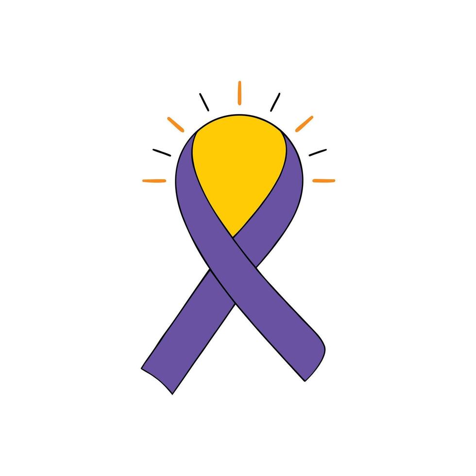 Sunburst Behind Purple Ribbon Symbolizing Support and Positivity Abstract Art vector