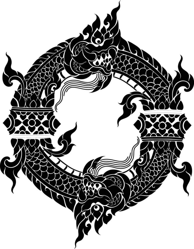 Naga Thai pattern element in the circle shape perfect for logo design or tattoo or packaging decoration vector