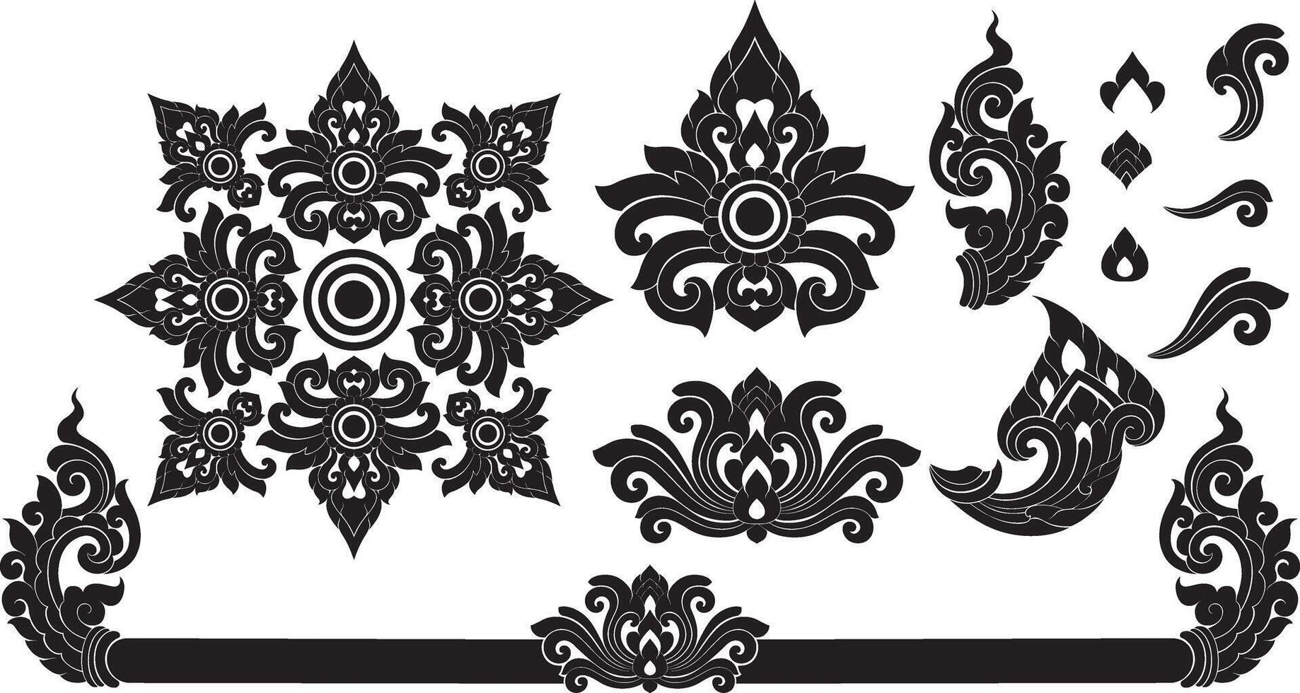 Elegant Thai Ornament Traditional Elements for Versatile Design vector
