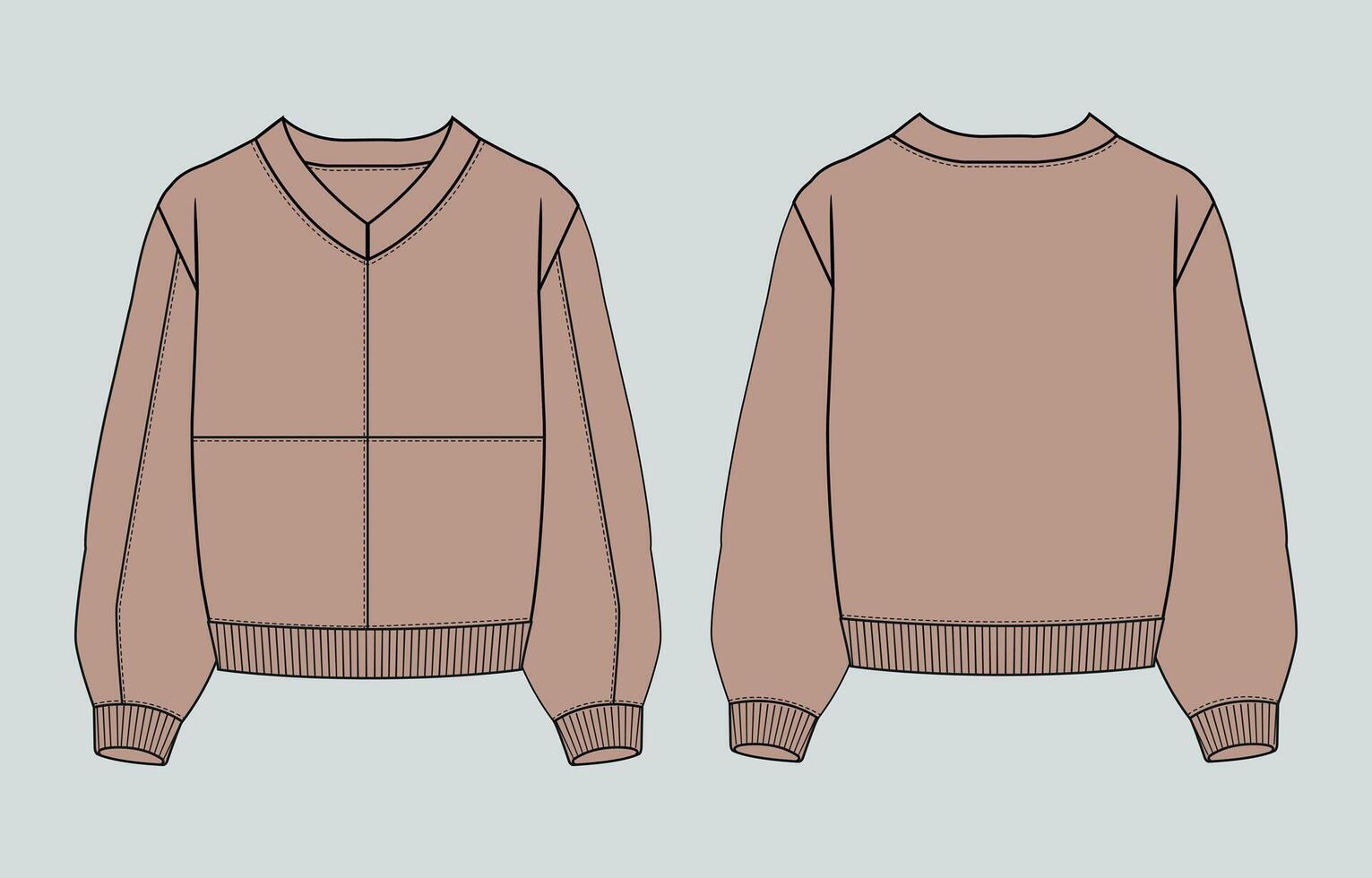 A brown sweater with a v - neck and sleeves vector