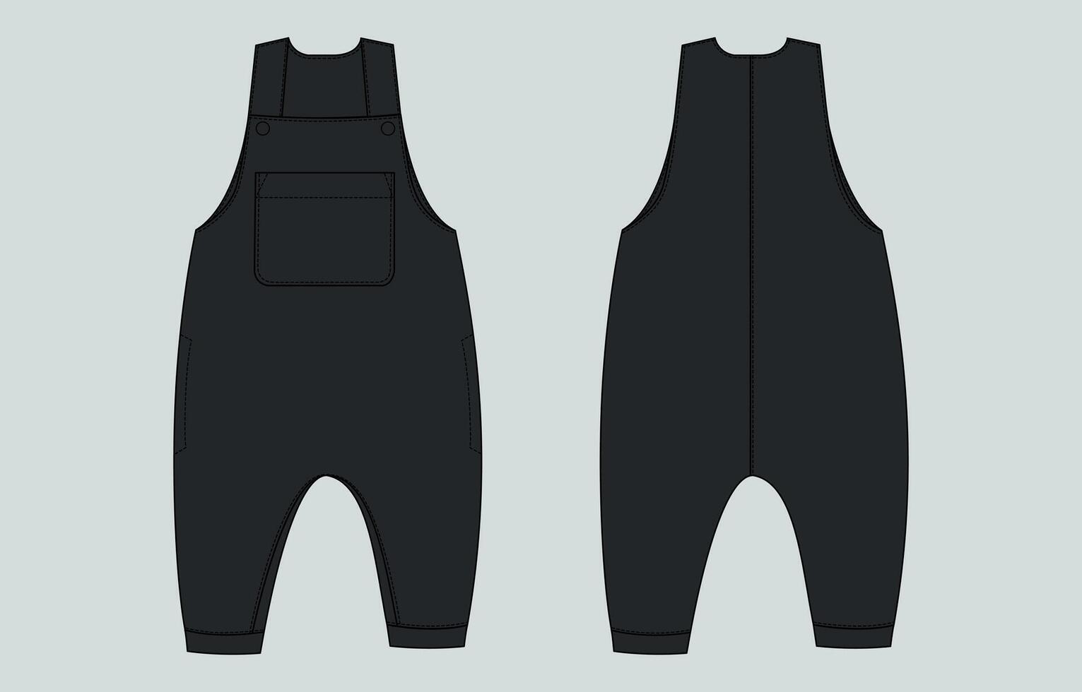 A pair of overalls with pockets on the front and back vector
