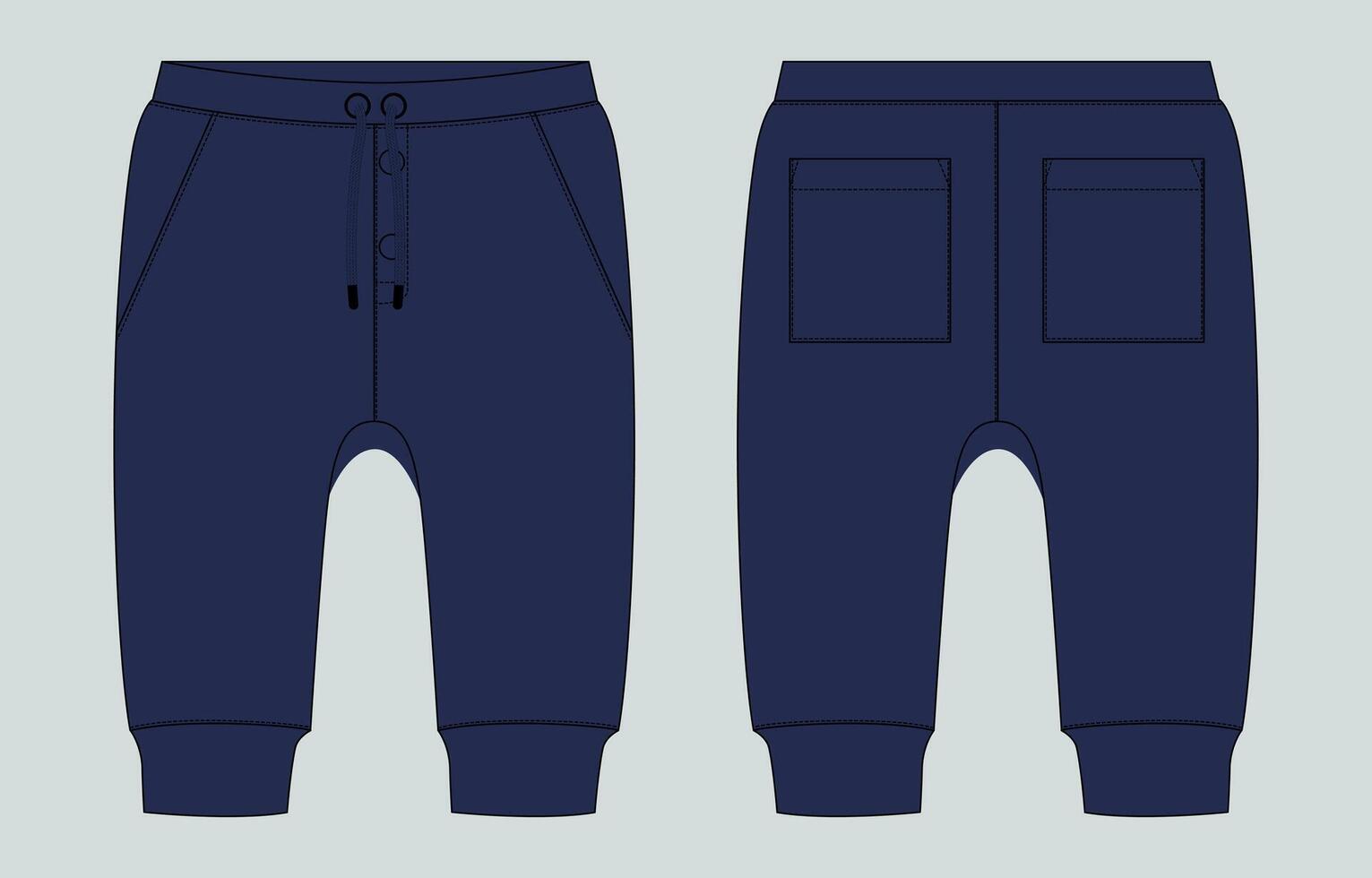 The navy sweatpants are made of cotton and have pockets vector