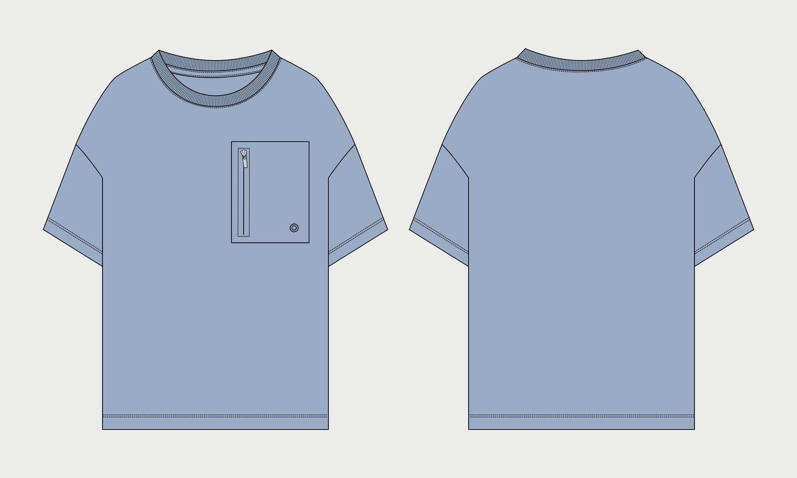 A blue t - shirt with a pocket on the front and back vector