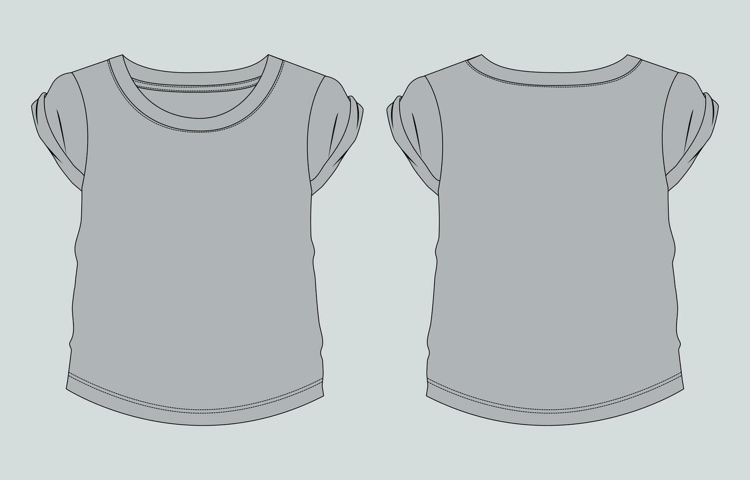 A gray t - shirt template, with a front view and back view vector
