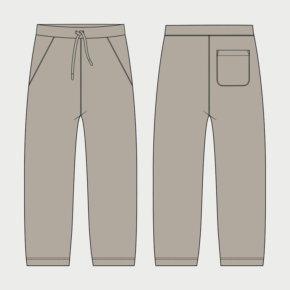 The pants are made from a light brown fabric vector