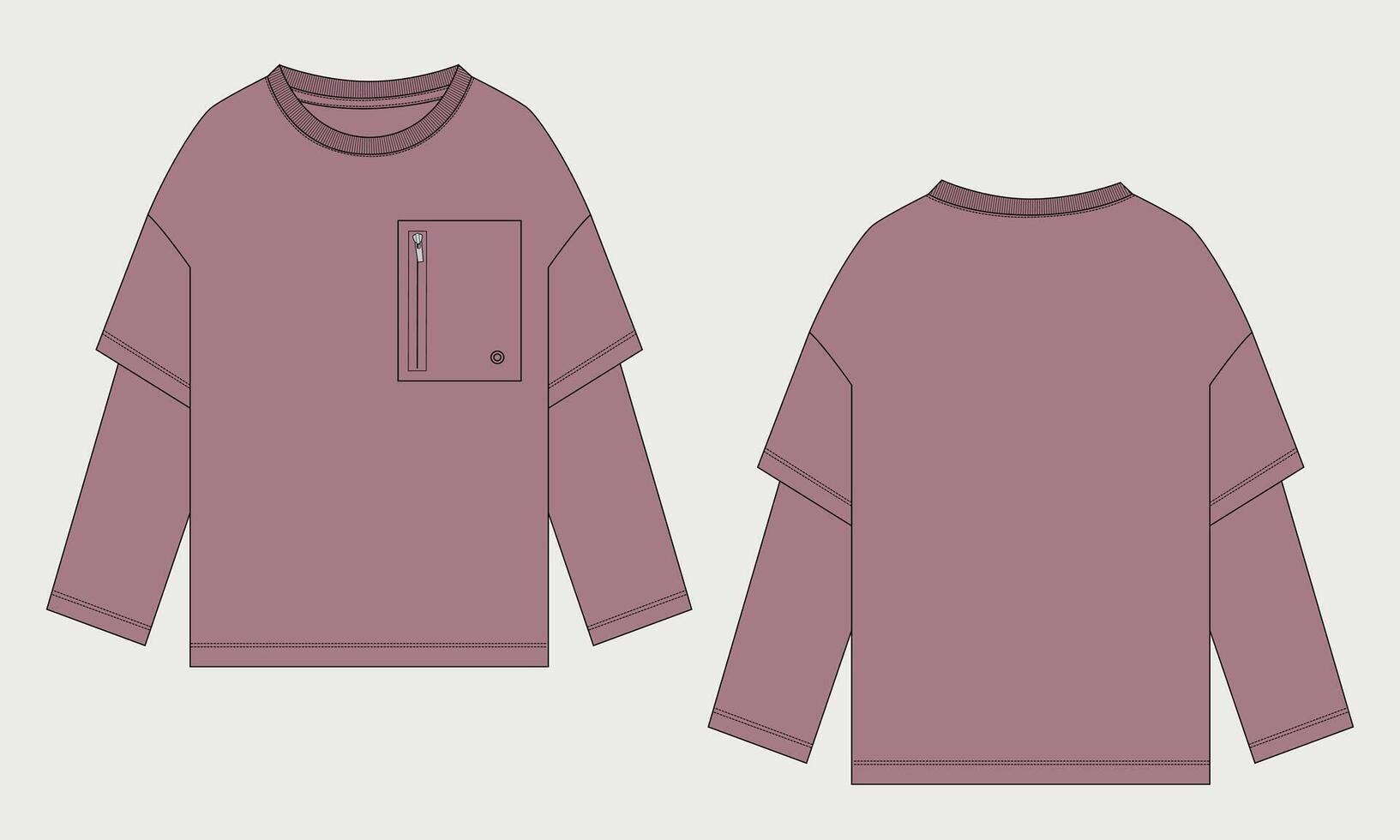 A purple sweatshirt with a zipper pocket on the front vector