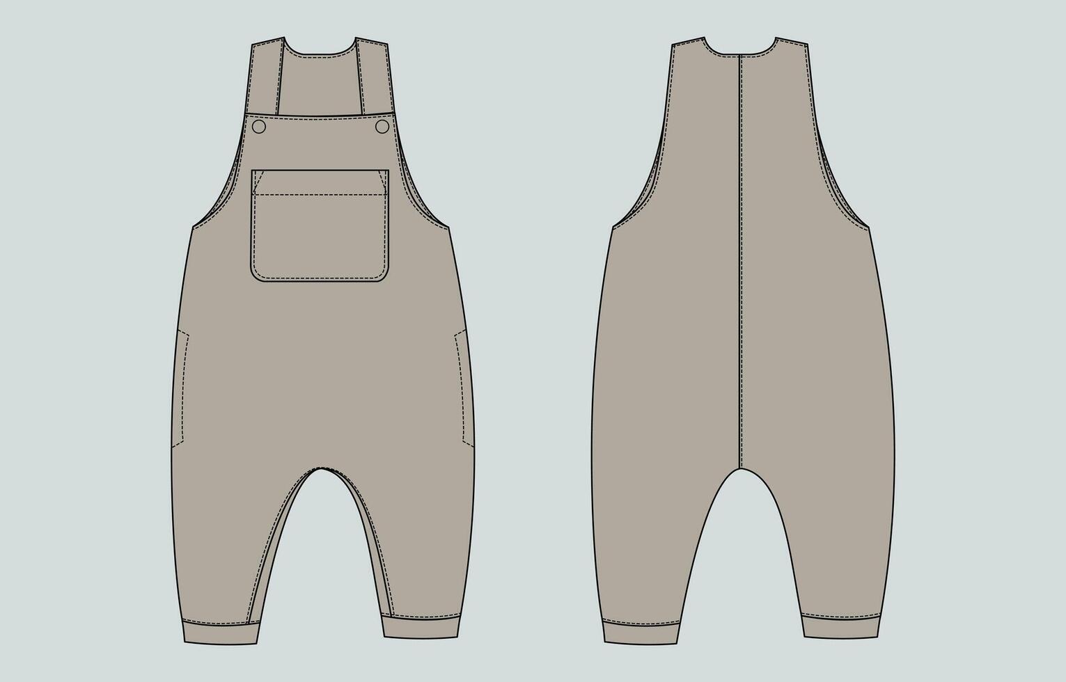 The overalls are made from a gray fabric vector