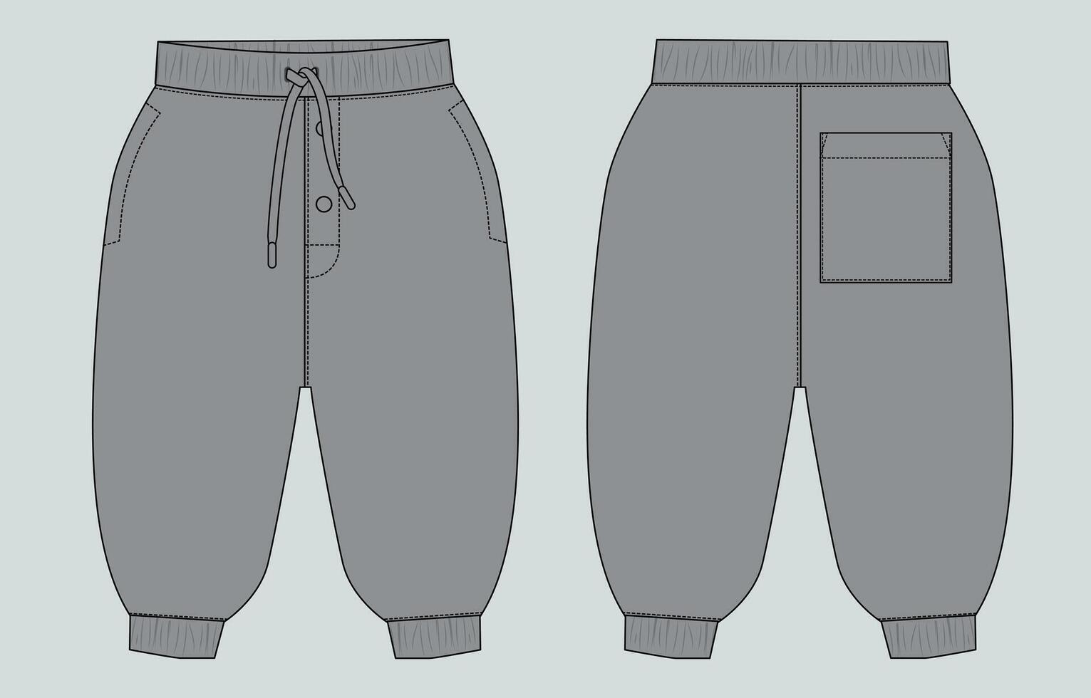 A pair of sweatpants with pockets and a zipper vector
