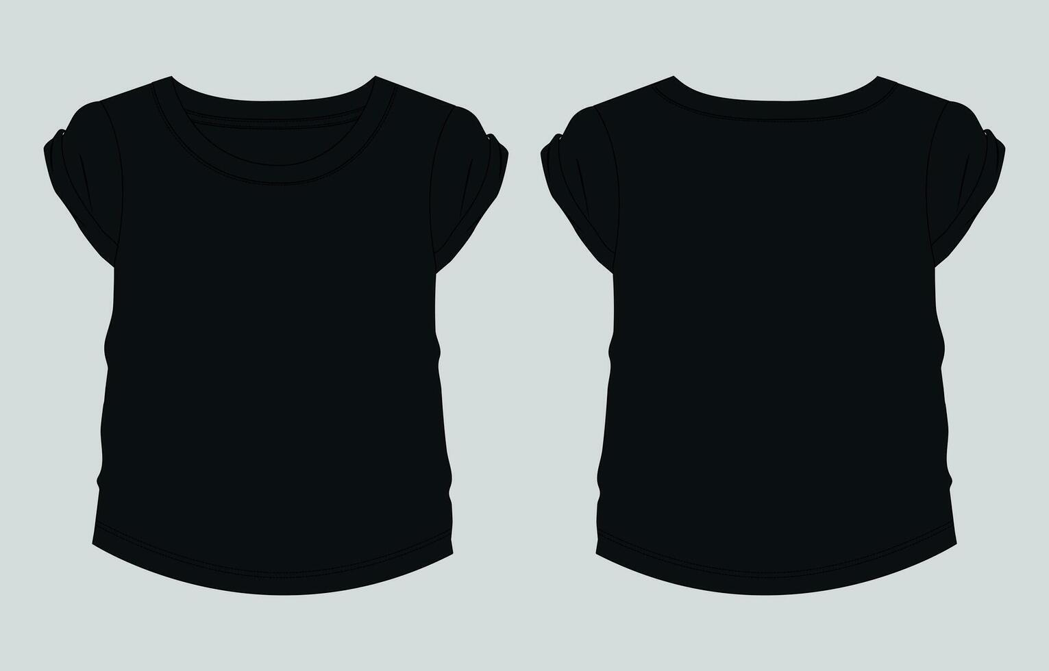 Black t - shirt template, front and back view vector