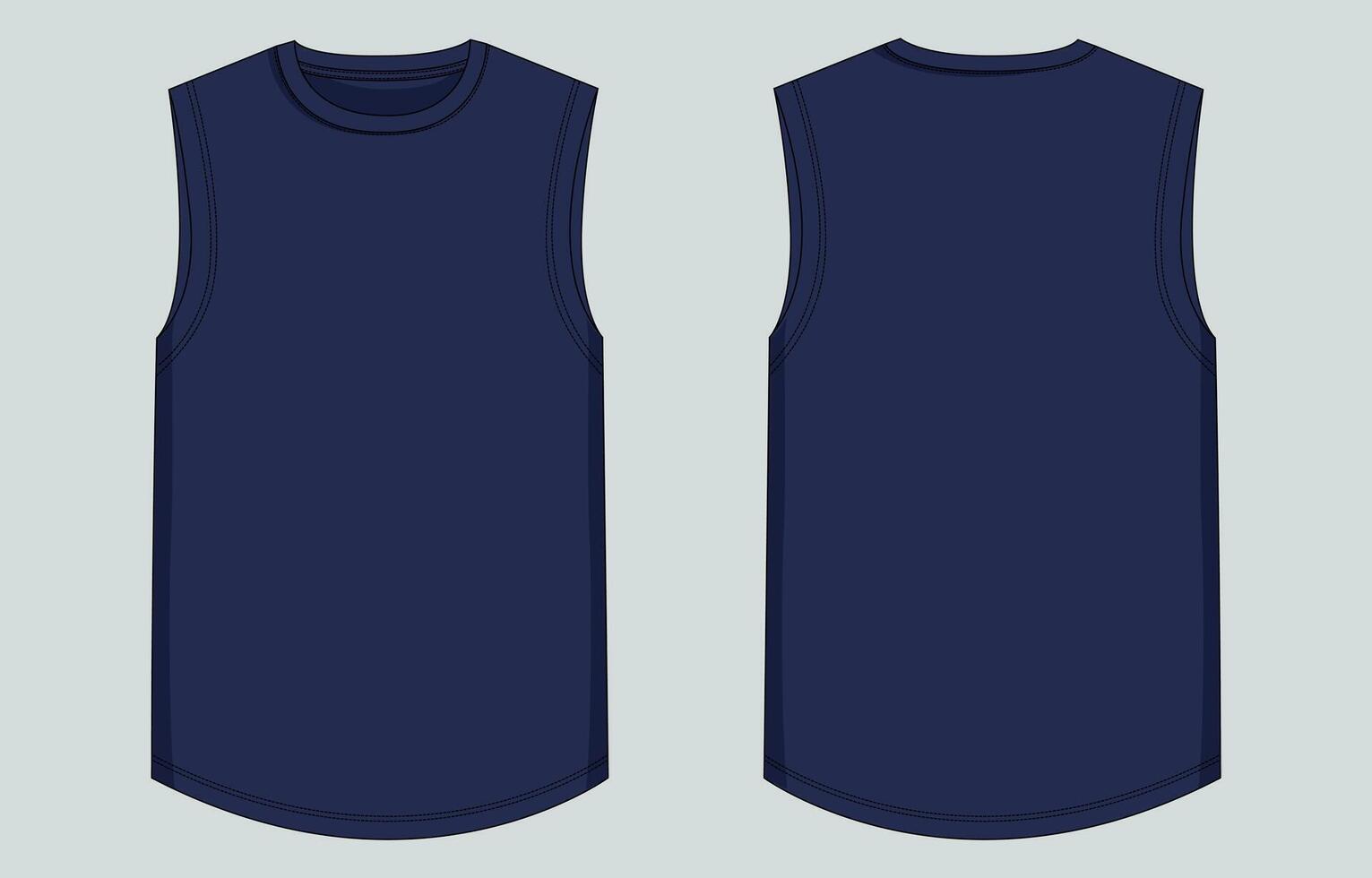 Two blue tank tops, one front and one back vector