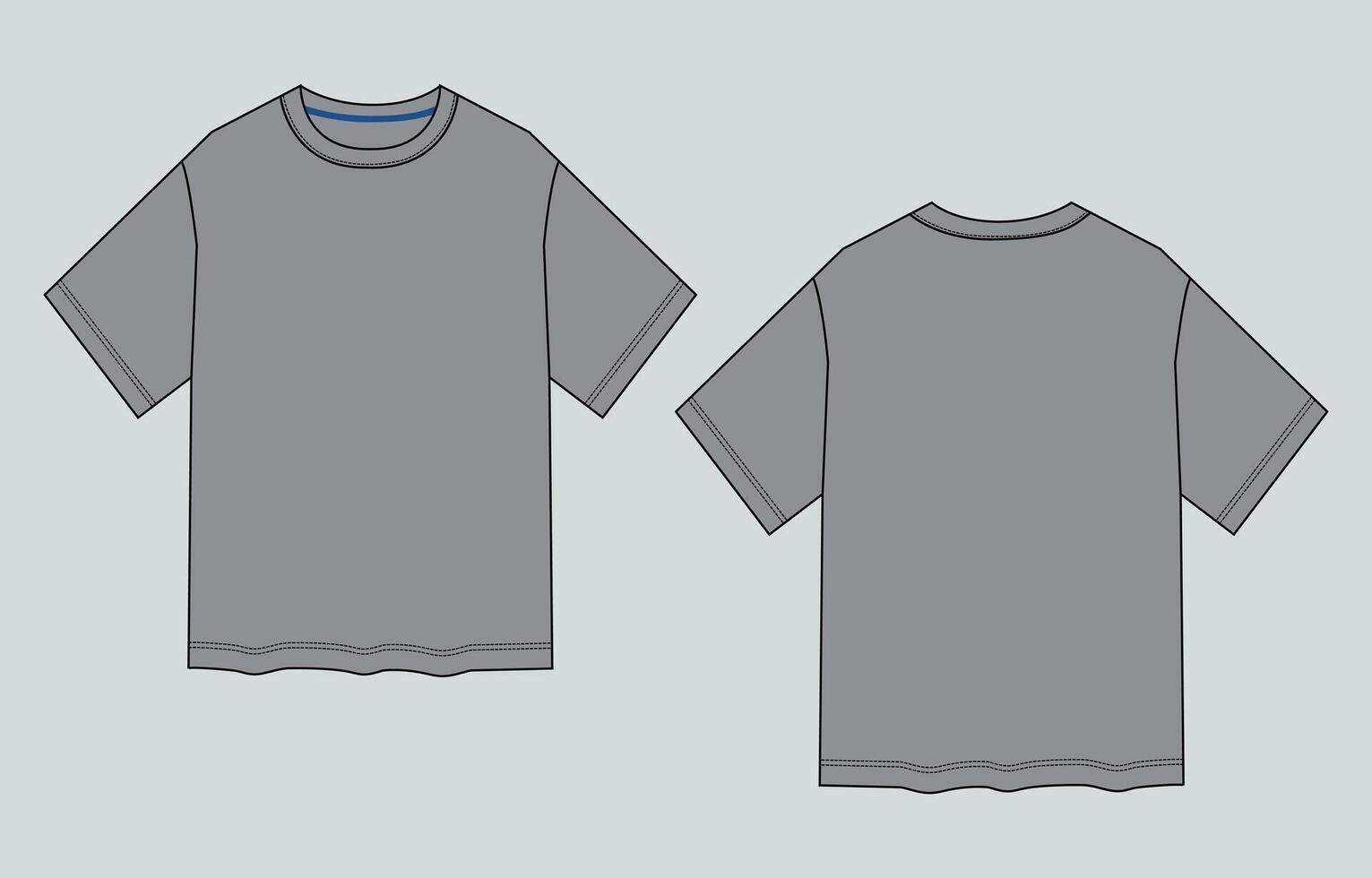A gray t - shirt with blue trim vector