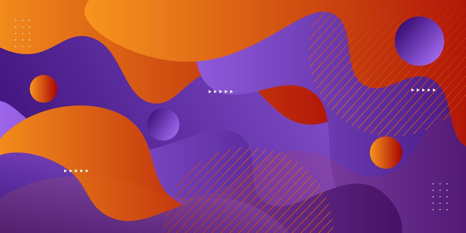 Purple and orange geometric business banner design. Creative banner design with wave and circle shapes as template. Simple design on bright horizontal banner. Eps10 vector