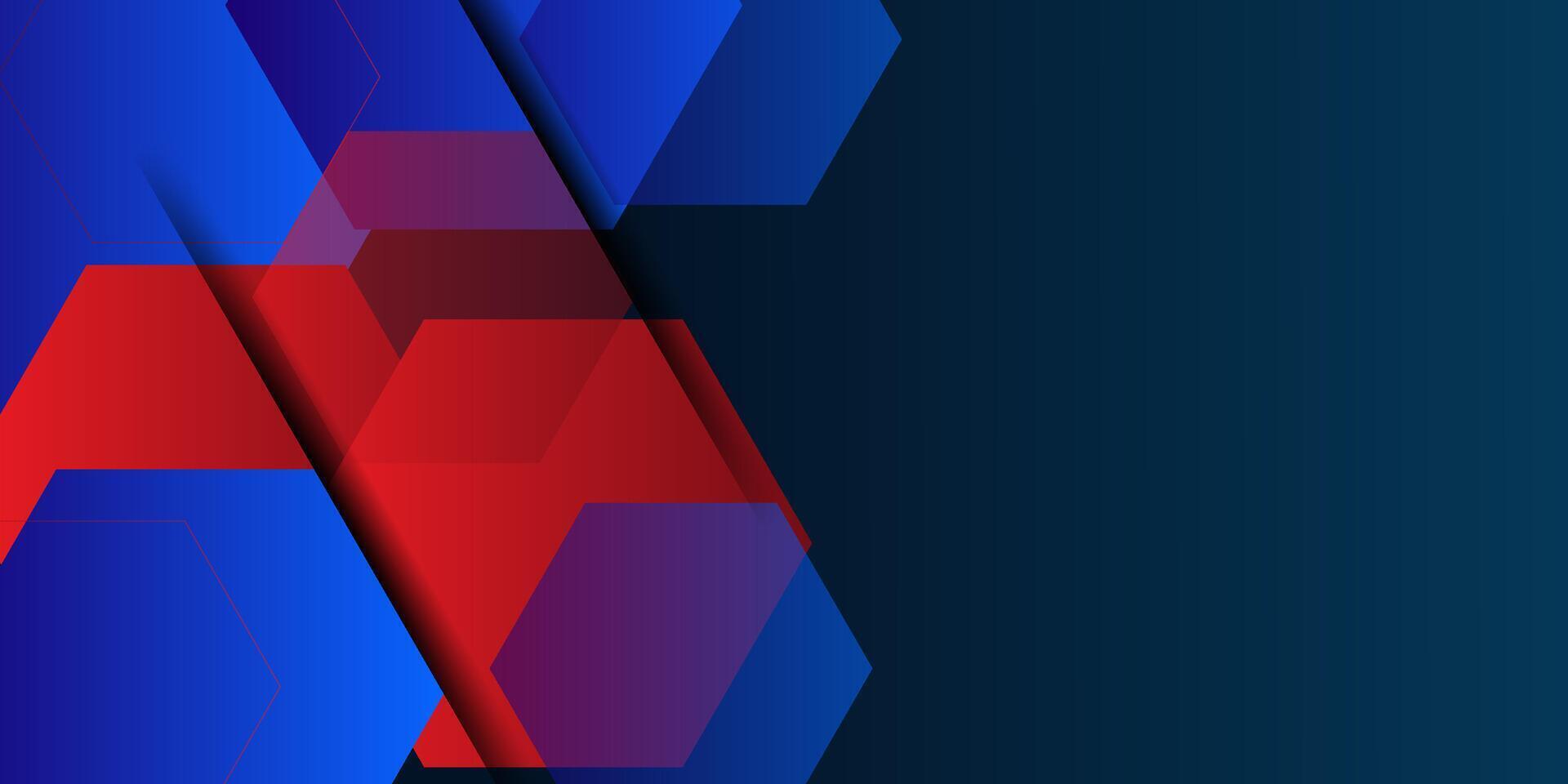 Blue and red abstract luxury background with geometric hexagonal shapes and golden light elements for poster, flyer, digital board and concept design. eps10 vector