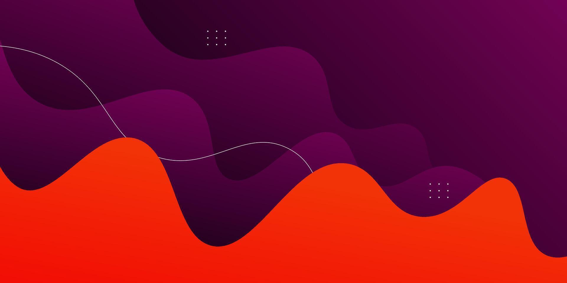 Colorful wave 3D shapes on dark background. Simple orange and purple gradient texture background design. Eps 10 vector