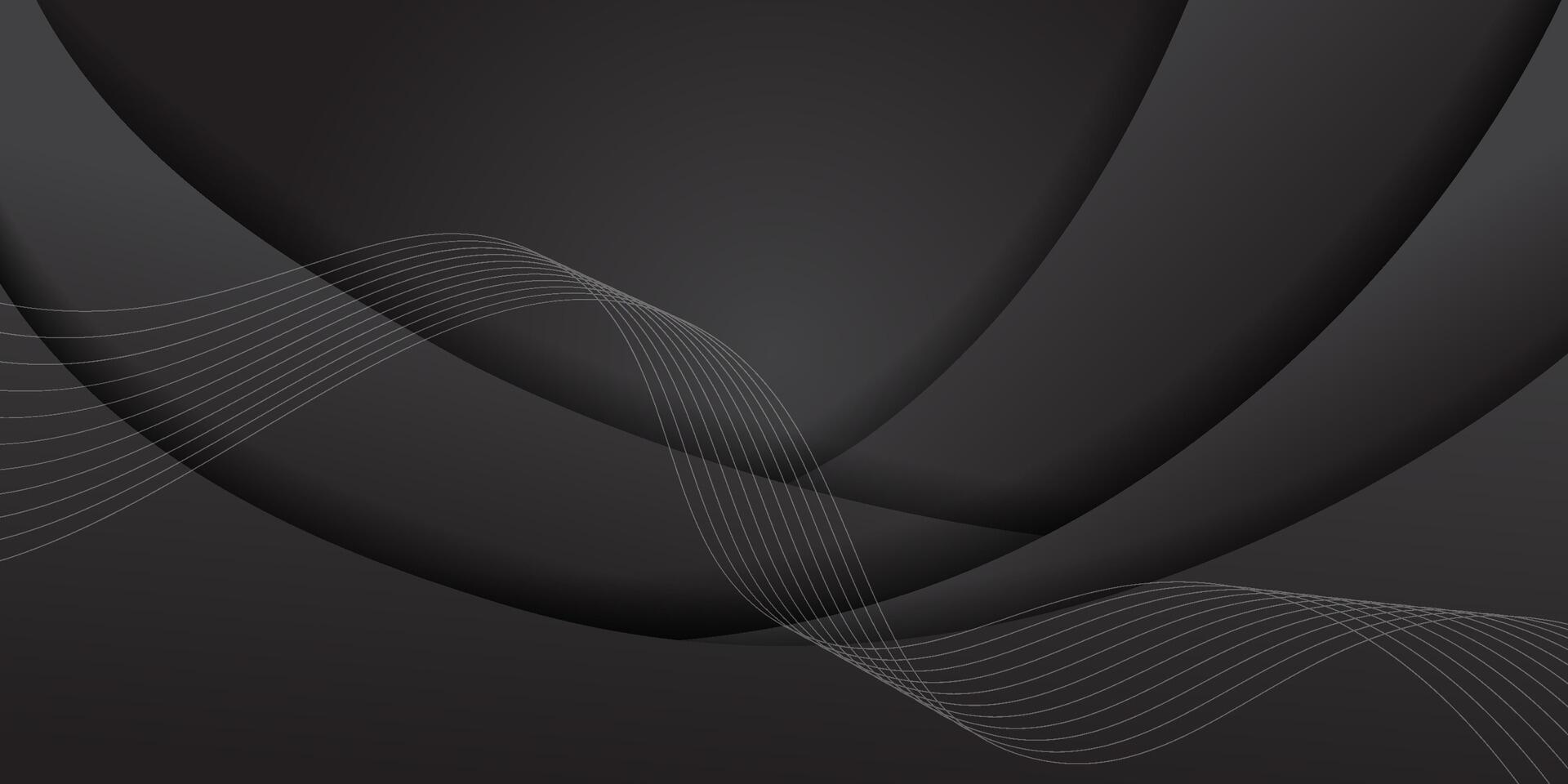 Abstract 3D background dark grey wave with realistic shadow design. Creative premium gradient with wavy lines. Smart 3D business cover design. eps10 vector