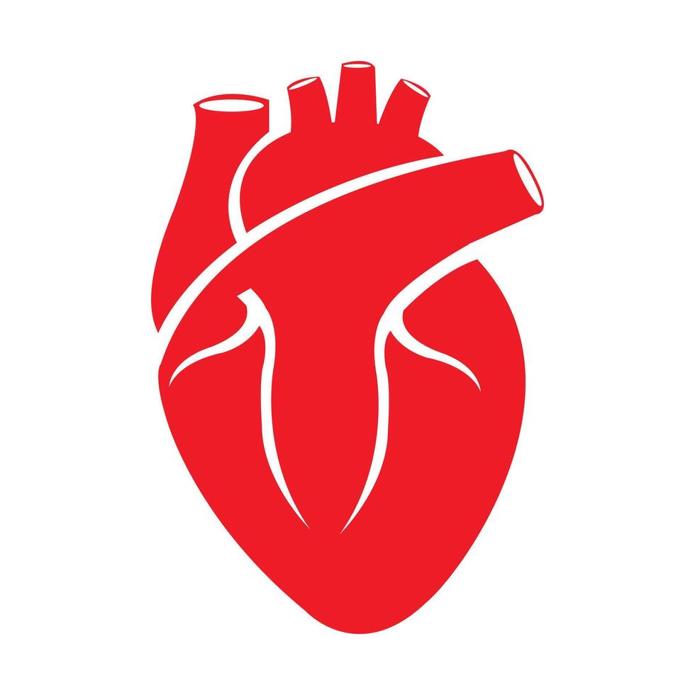 Human heart design icon in flat style isolated illustration. Healthy Cardiovascular Organ Symbol on White Background. vector