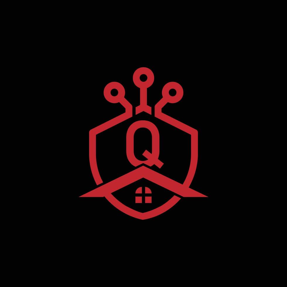 Q letter Logo with Shield, Q shield logo design template vector